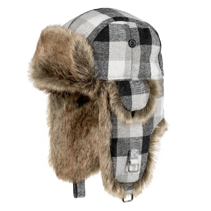 MJM Trapper Rex 32 Faux Fur Grey Check