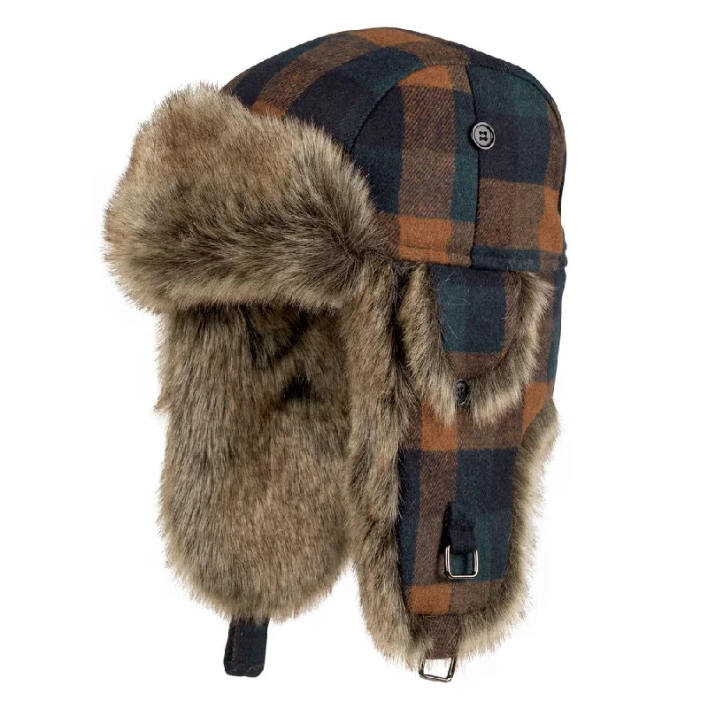 MJM Trapper Rex 32 Faux Fur Rust Check