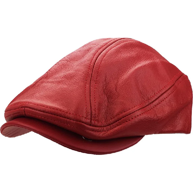 Rød Læder Sixpence Flat Cap