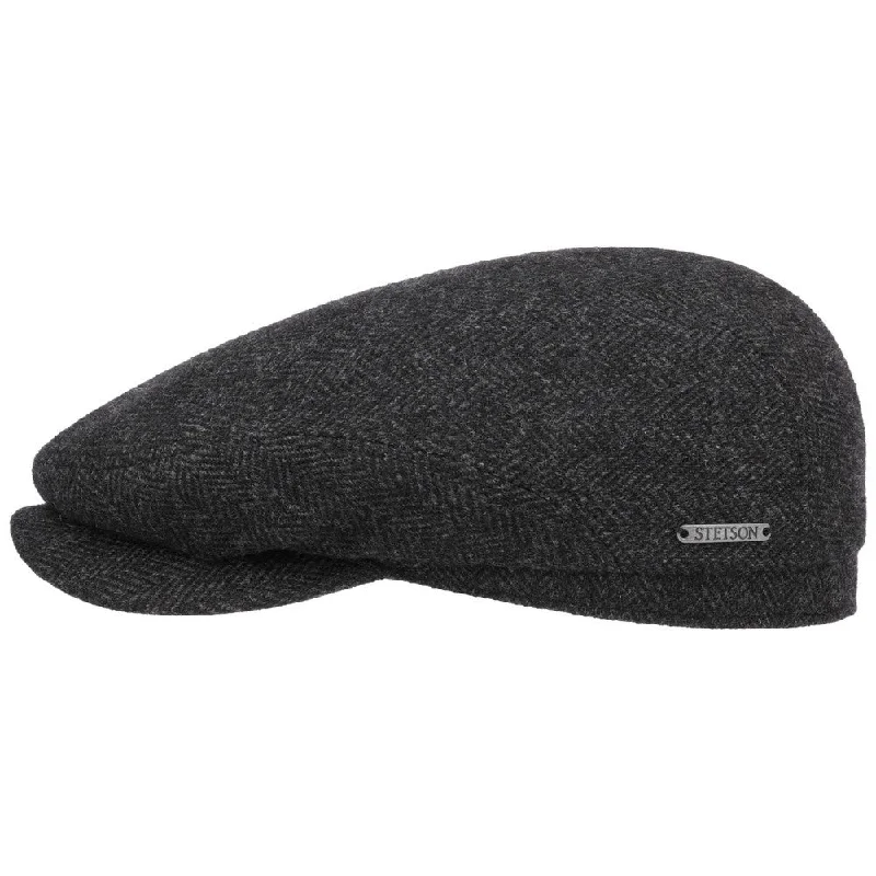 Stetson Driver Cap Wool Herringbone Dark Grey