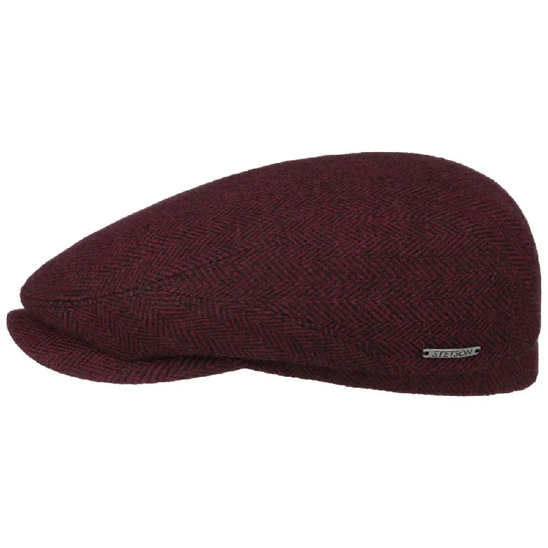 Stetson Driver Cap Wool Herringbone Red Grey - S (55 cm)