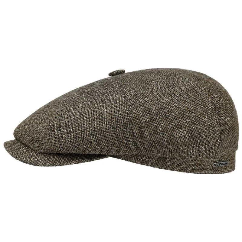 Stetson Hatteras Grønmeleret Virgin Wool/Linen Sixpence Flat Cap