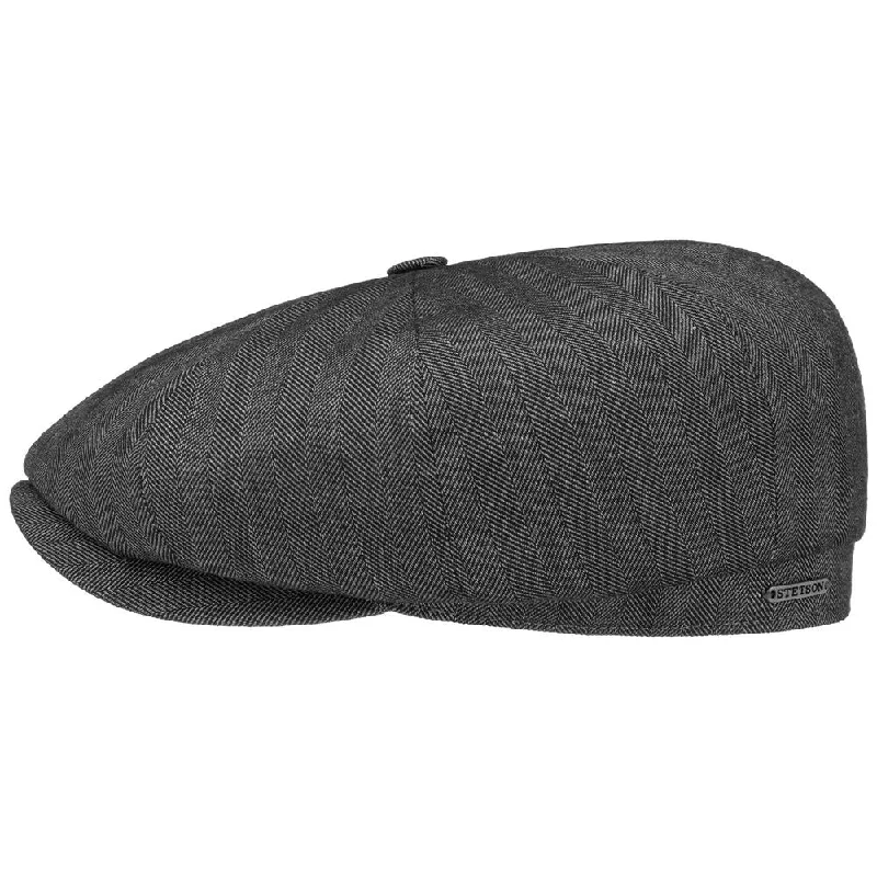 Stetson Hatteras Mørkegrå Linned Sixpence Flat Cap - S (55 cm)