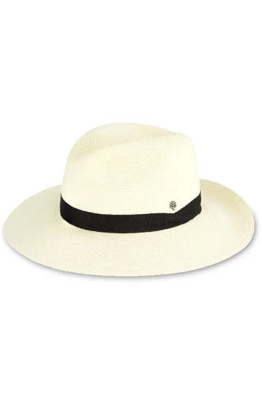 Peyton Panama Style Fedora | Ivory/Black