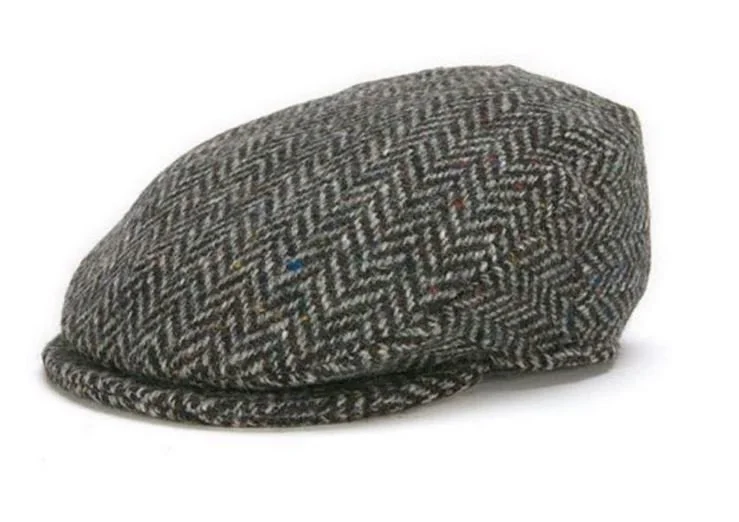 Vintage Flat Cap - Grey Herringbone - by Hanna Hats of Donegal