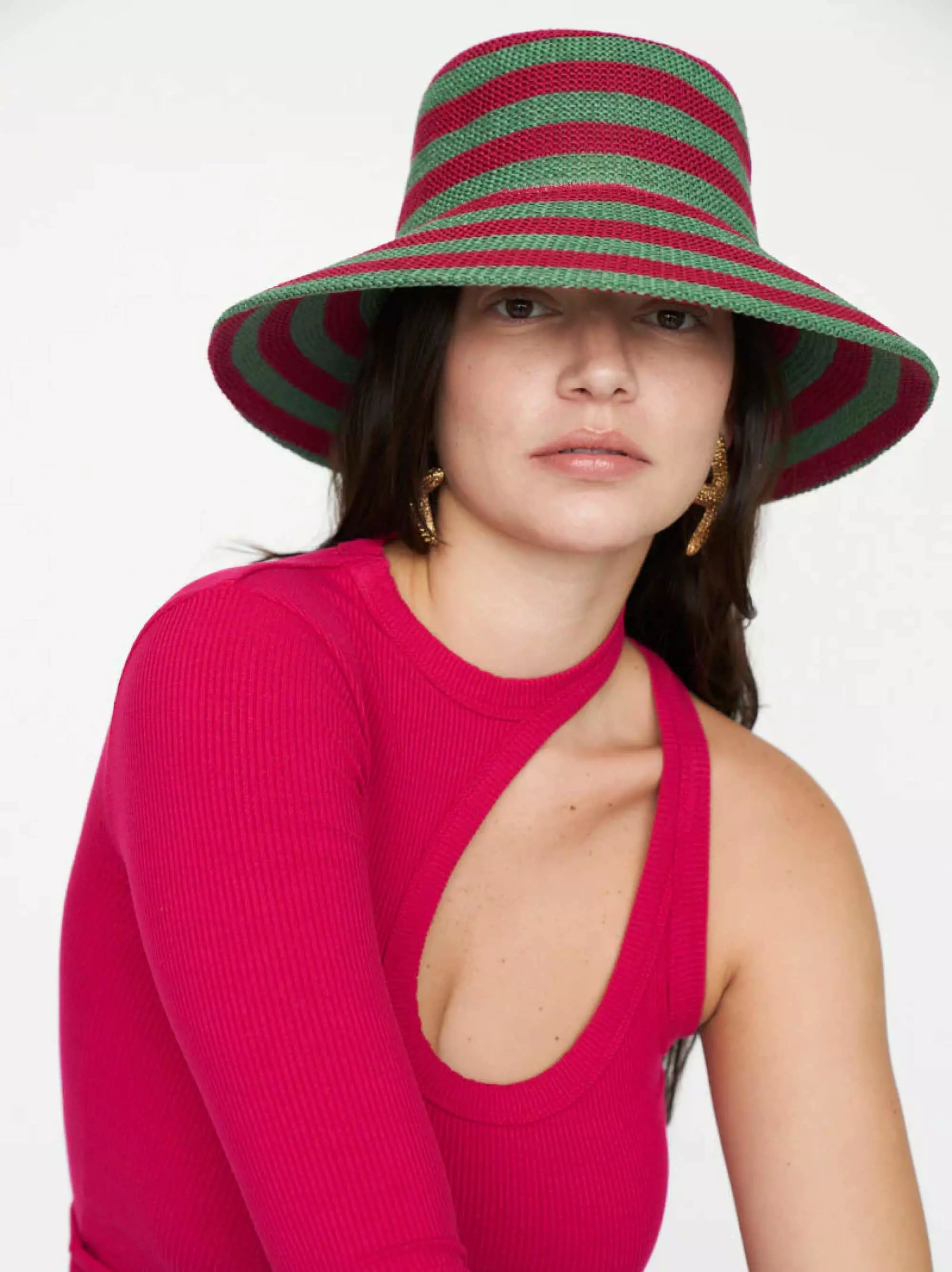 Women's Crochet Hat | Magenta/Green