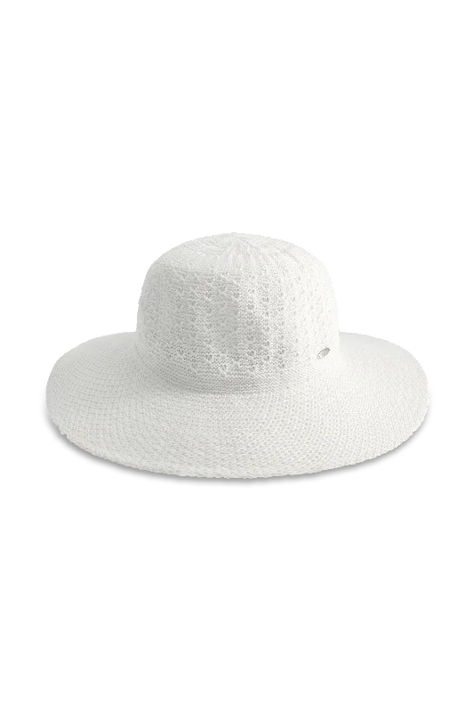 Perla Packable Wide Brim Hat | White