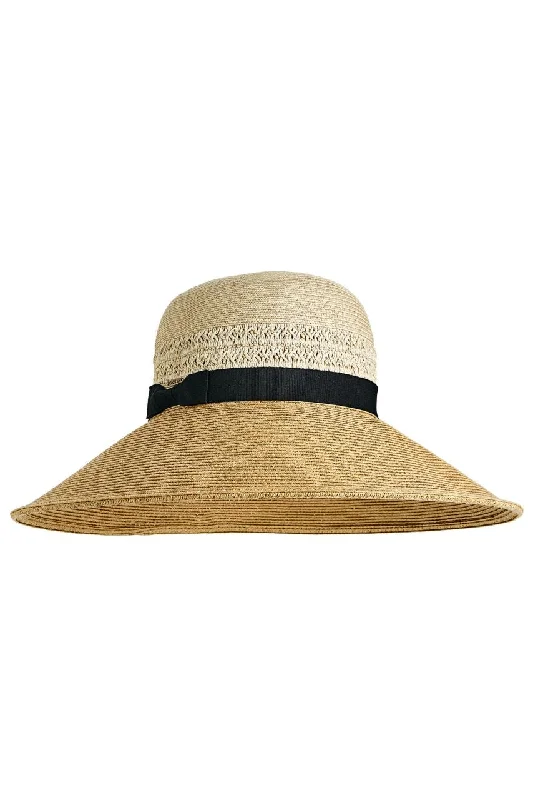 Shannon Wide Brim Beach Hat | Natural Color block