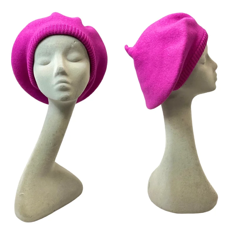 VINTAGE 60s 70s HOT PINK MOD FRENCH WOOL BERET