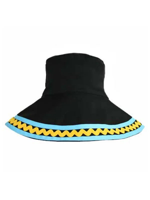 Black Bucket Hat With Blue & Yellow Trim