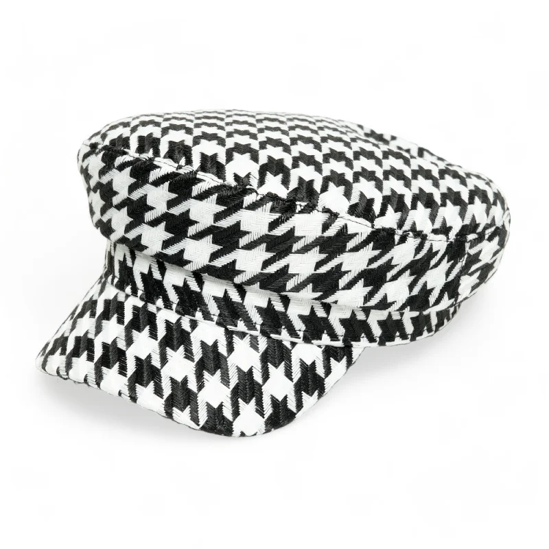 Chokore Retro Houndstooth Pattern Beret Cap (Black)