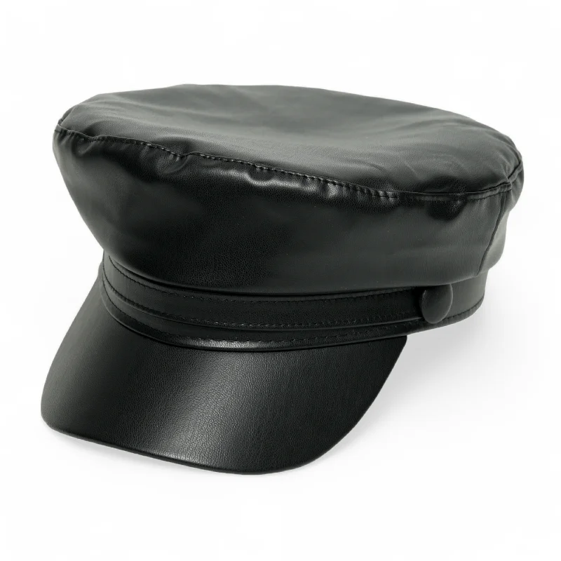 Chokore Retro Leather Beret Cap (Black)