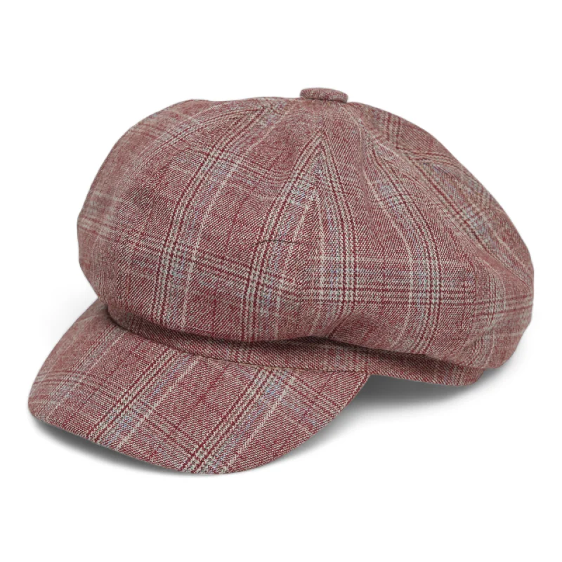 Chokore Retro Plaid Beret Cap (Brick Red)