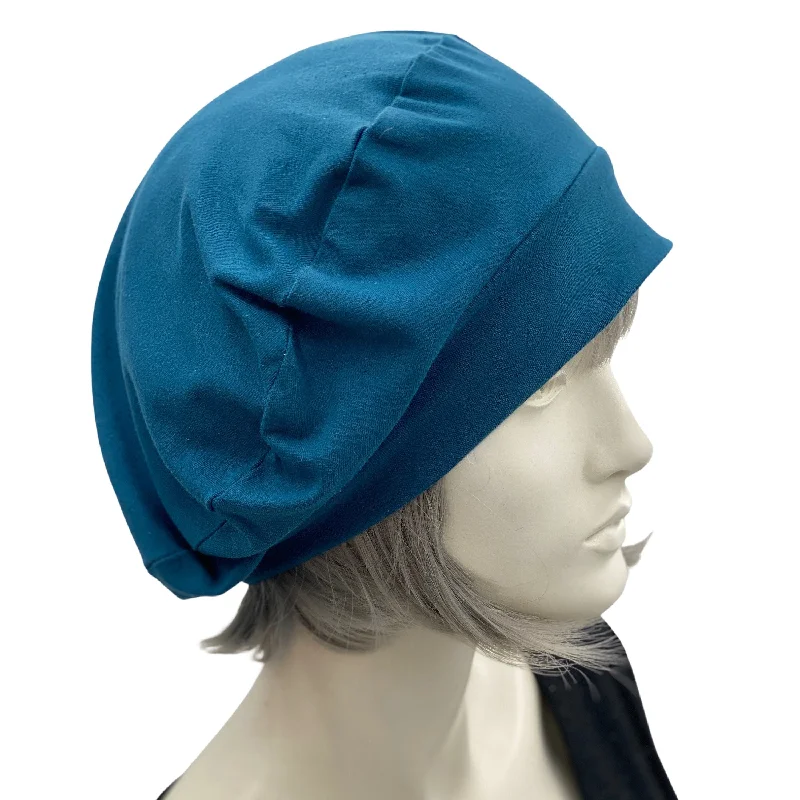 Cotton Berets for Women in Soft Teal Stretch Jersey | More Colors Available