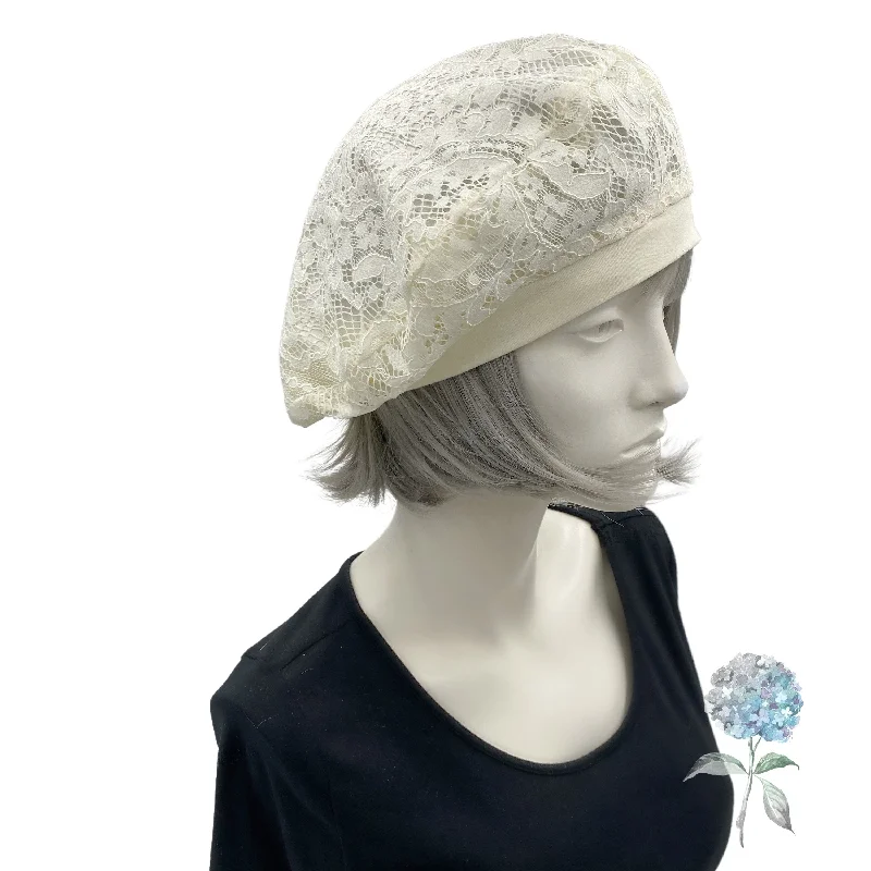 Cream or White Lace Beret Hat