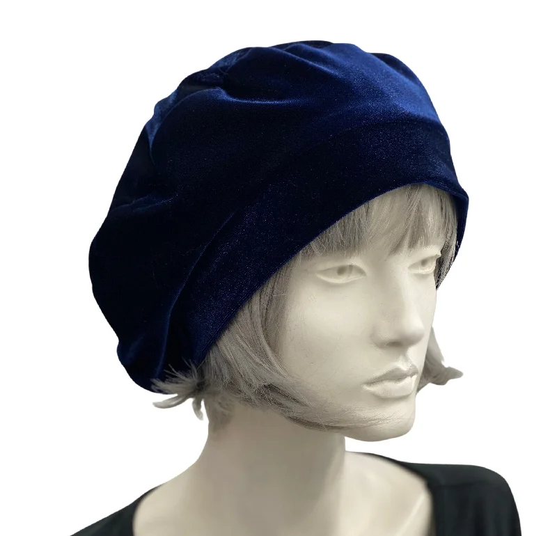 Cute Beret Handmade in Blue Velvet