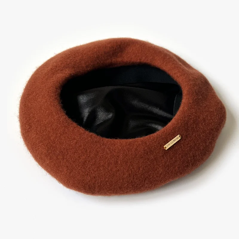 Danielle Satin Lined Beret - Rust Brown