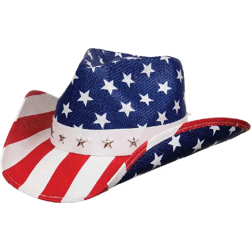 Deadwood Trading United - American Flag Shapeable Straw Cowboy Hat