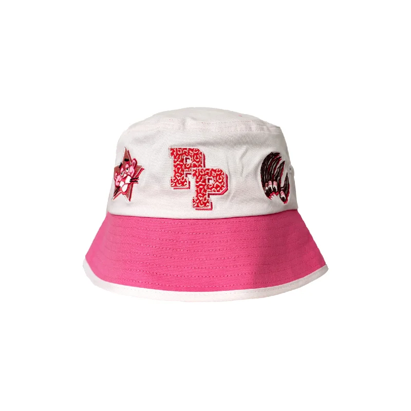 PINK PANTHER PATCHES BUCKET HAT (WHITE)