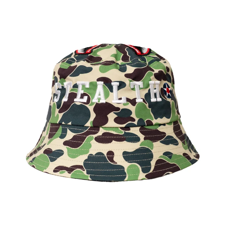 SHARK MOUTH STEALTH CAMO BUCKET HAT (GREEN)