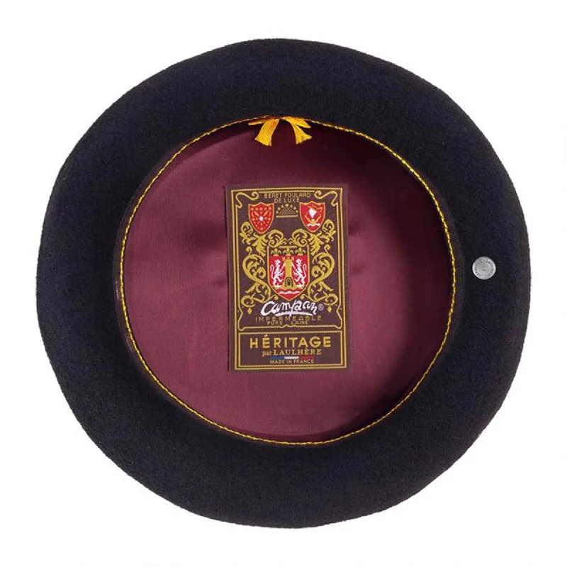 *Laulhere-France CAMPAN/ARNAGA 9-1/2" French Anglo Basque Wool Beret with Leather Sweatband, Style# 811