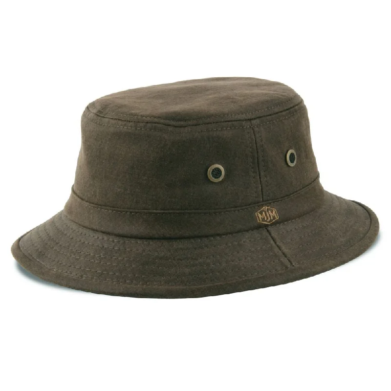 MJM Bucket Hat Faux Suede Brown - Bøllehat De Luxe