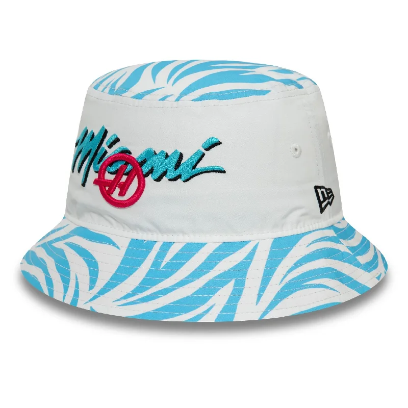 MoneyGram Haas Formula 1 Miami Zebra White Bucket Hat