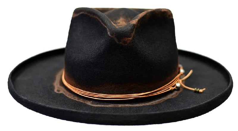 Open Road Distressed Wide Brim Wool Felt Fedora Hat