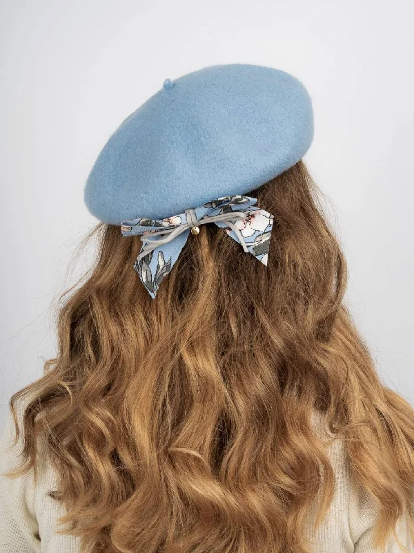 Polly Bow Back Beret - Periwinkle Blue