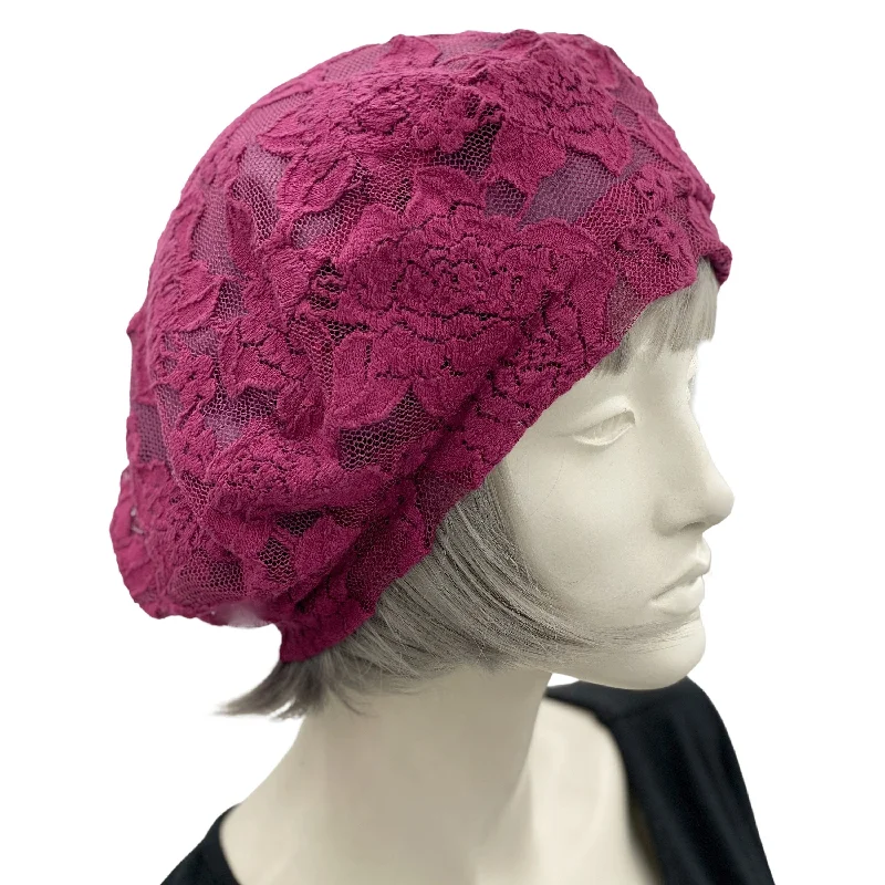 Raspberry Lace Beret