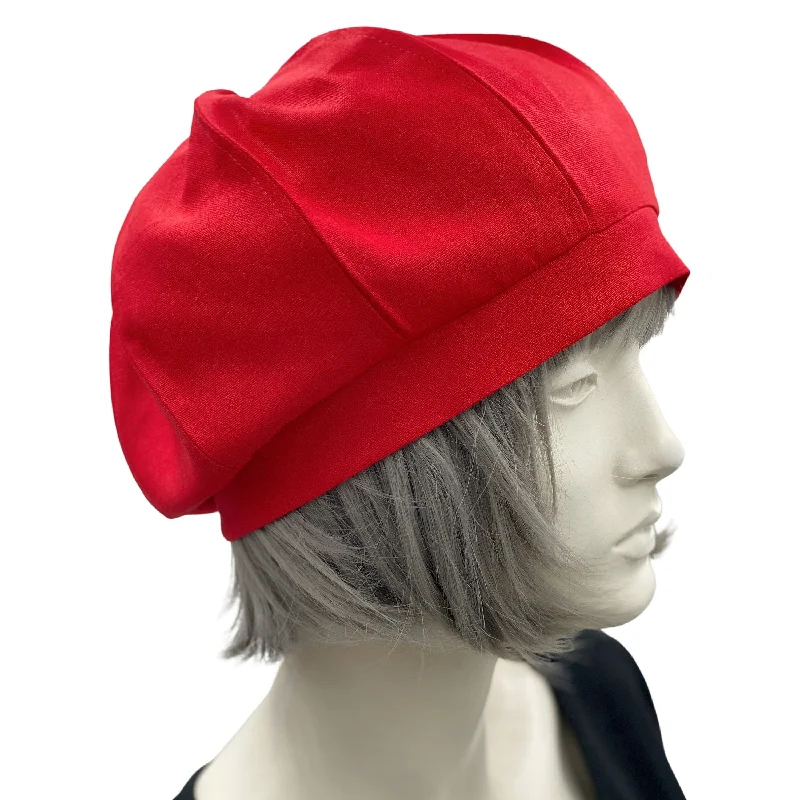 Red Lightweight Linen Beret