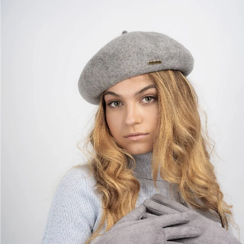 Regina Adjustable Wool Beret - Fog Grey