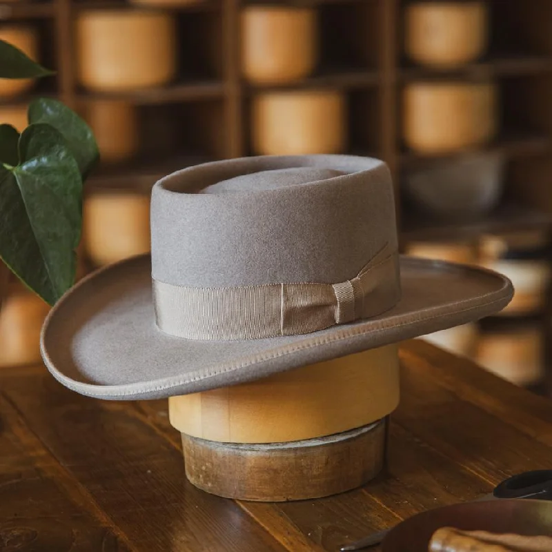 Rustic Rider Felt Pork Pie Cowboy Hat in Beige