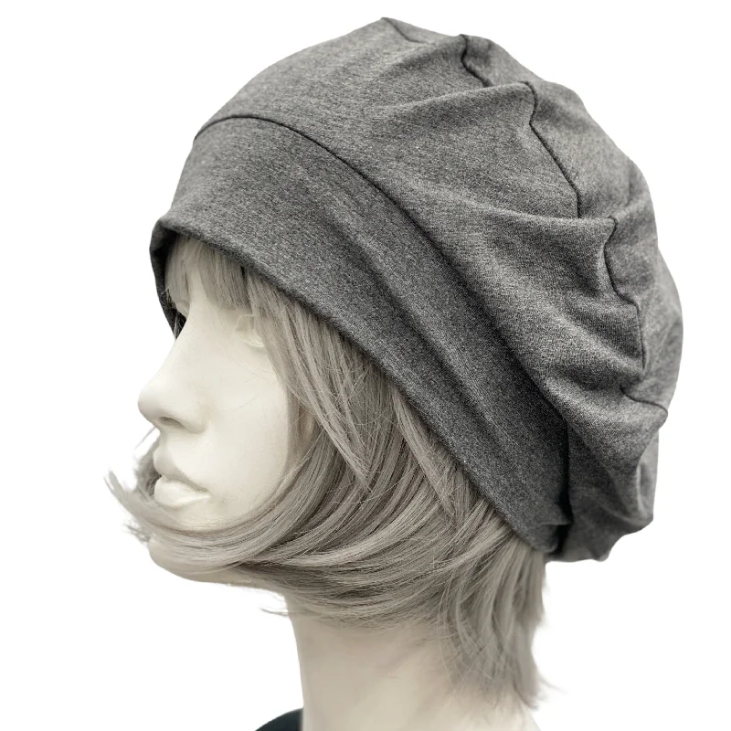 Cotton Berets for Women in Soft Gray Stretch Jersey | More Colors Available