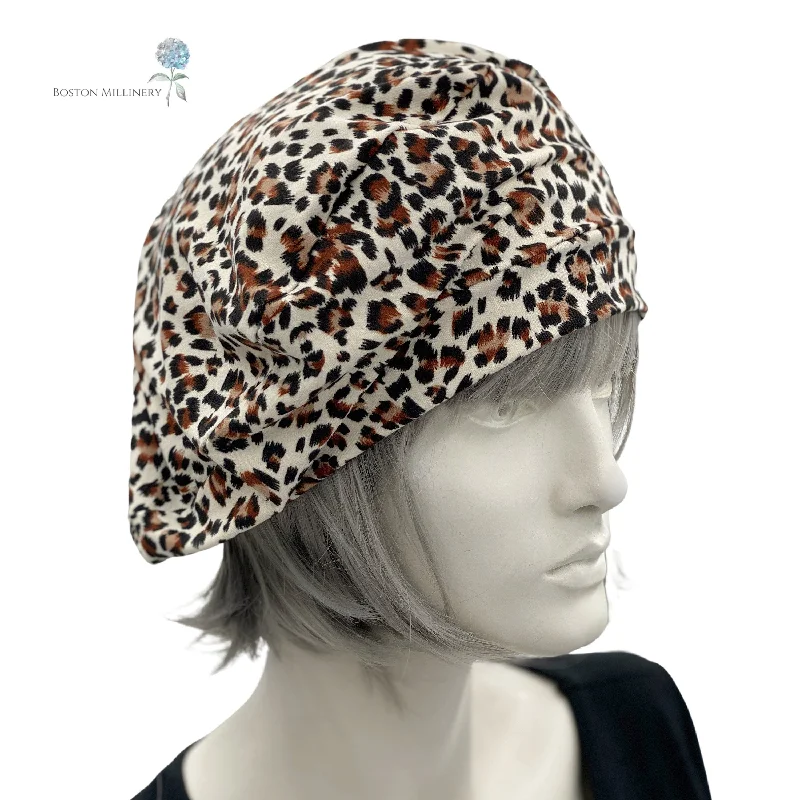 Beret in Jaguar Print Jersey