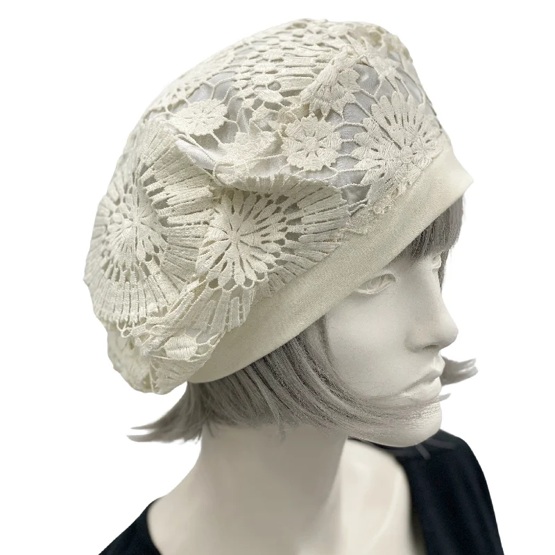 Cream Open Lace Beret