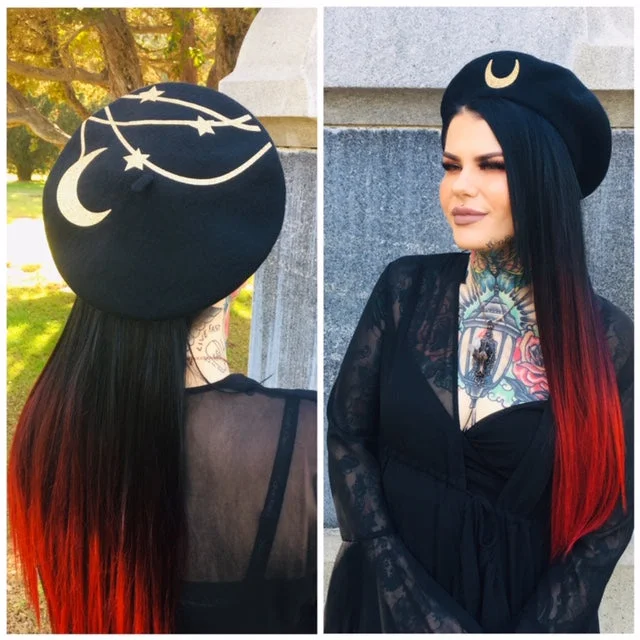 Vegan Beret - Hanging Moon & Stars