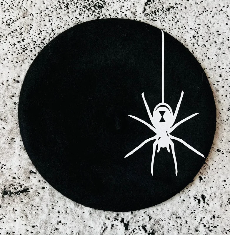 Vegan Beret - Hanging Spider - B/W