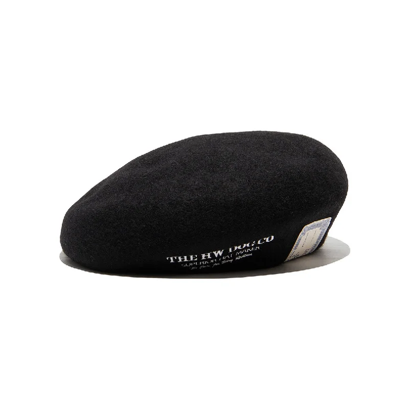 EMBROIDERY BIG BERET - Black