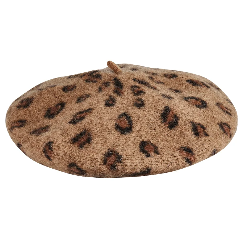 Women's leopard print wool beret